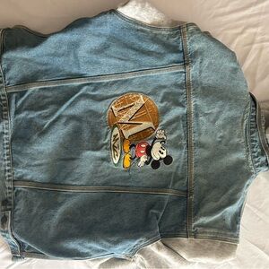 Disney Light Blue Denim Bomber Jacket with Mickey Patch